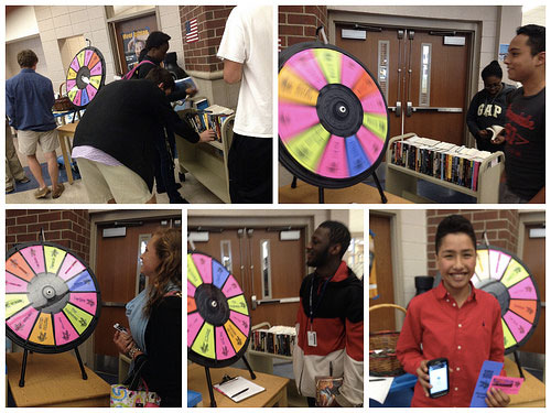 books and the prize wheel
